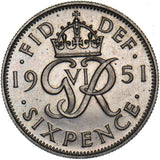 1951 Proof Sixpence - George VI British  Coin - Superb