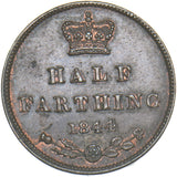 1844 Half Farthing - Victoria British Copper Coin - Very Nice