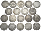 1852 - 1886 Shillings Lot (19 Coins) - Victoria British Silver Coins