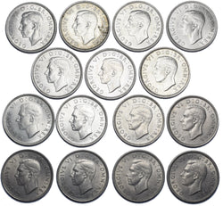 1937 - 1951 High Grade George VI Silver Scottish Shillings Lot (15 Coins)