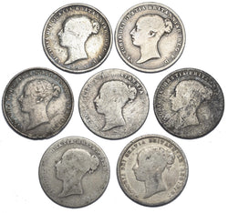 1844 - 1873 Sixpences Lot (7 Coins) - Victoria British Silver Coins