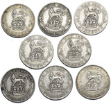 1911 - 1919 Sixpences Lot (8 Coins) - George V British Silver Coins