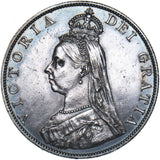 1887 Double Florin (Roman 1) - Victoria British Silver Coin - Very Nice