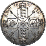 1887 Double Florin (Arabic 1) - Victoria British Silver Coin - Very Nice