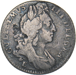 1696 E Sixpence (Exeter Mint) - William III British Silver Coin