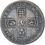 1696 E Sixpence (Exeter Mint) - William III British Silver Coin