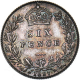 1897 Sixpence - Victoria British Silver Coin - Superb