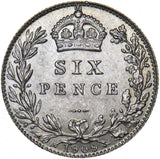 1909 Sixpence - Edward VII British Silver Coin - Superb