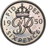 1950 Proof Sixpence - George VI British  Coin - Superb