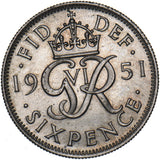 1951 Proof Sixpence - George VI British  Coin - Superb