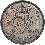 1952 Sixpence - George VI British  Coin - Very Nice