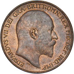 1910 Penny - Edward VII British Bronze Coin - Very Nice