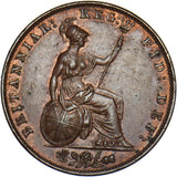 1858 Halfpenny - Victoria British Copper Coin - Very Nice