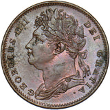 1825 Farthing - George IV British Copper Coin - Superb