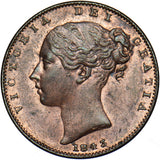 1843 Farthing - Victoria British Copper Coin - Superb