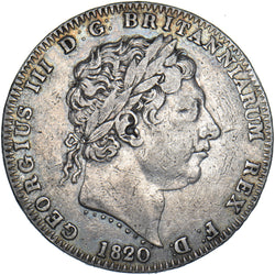 1820 Crown - George III British Silver Coin - Nice