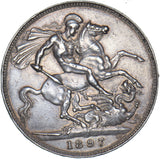 1897 LX Crown - Victoria British Silver Coin - Very Nice