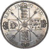 1887 Double Florin (Roman 1) - Victoria British Silver Coin - Very Nice