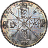 1888 Double Florin (Inverted 1) - Victoria British Silver Coin - Very Nice