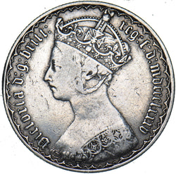 1885 Gothic Florin - Victoria British Silver Coin