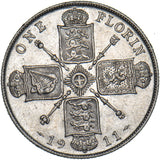 1911 Florin - George V British Silver Coin - Nice