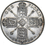 1914 Florin - George V British Silver Coin - Very Nice