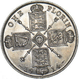 1914 Florin - George V British Silver Coin - Very Nice