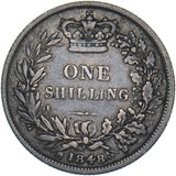 1848 Shilling (8 Over 6) - Victoria British Silver Coin