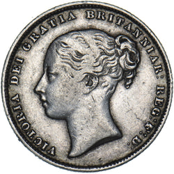 1864 Shilling (Die no. 42) - Victoria British Silver Coin - Nice