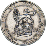 1902 Shilling - Edward VII British Silver Coin - Very Nice