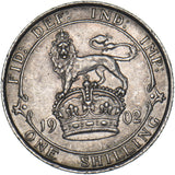 1902 Shilling - Edward VII British Silver Coin - Very Nice