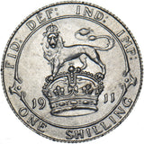 1911 Shilling - George V British Silver Coin - Very Nice