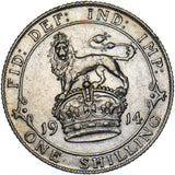 1914 Shilling - George V British Silver Coin - Very Nice