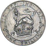 1914 Shilling - George V British Silver Coin - Very Nice