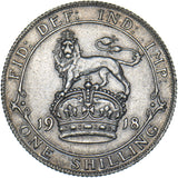 1918 Shilling - George V British Silver Coin - Very Nice