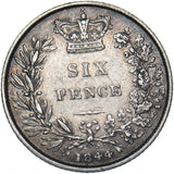 1844 Sixpence - Victoria British Silver Coin - Nice