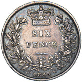 1845 Sixpence - Victoria British Silver Coin - Nice