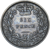 1851 Sixpence - Victoria British Silver Coin - Nice