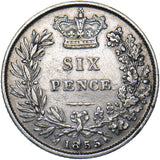 1855 Sixpence - Victoria British Silver Coin - Nice