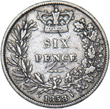 1858 Sixpence - Victoria British Silver Coin