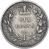 1859 Sixpence (9 Over 8) - Victoria British Silver Coin