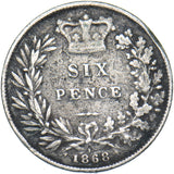 1868 Sixpence (Die no. 1) - Victoria British Silver Coin