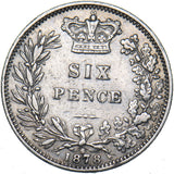 1878 Sixpence (Die no. 6) - Victoria British Silver Coin