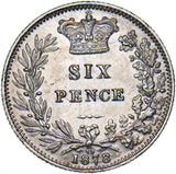 1878 Sixpence (Die no. 39) - Victoria British Silver Coin - Very Nice