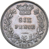 1881 Sixpence - Victoria British Silver Coin - Very Nice