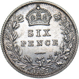 1887 Sixpence - Victoria British Silver Coin - Nice