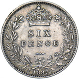 1889 Sixpence - Victoria British Silver Coin - Nice