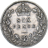 1890 Sixpence - Victoria British Silver Coin