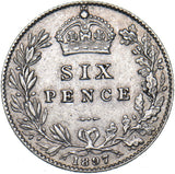 1897 Sixpence - Victoria British Silver Coin - Nice