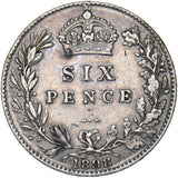 1898 Sixpence - Victoria British Silver Coin - Nice